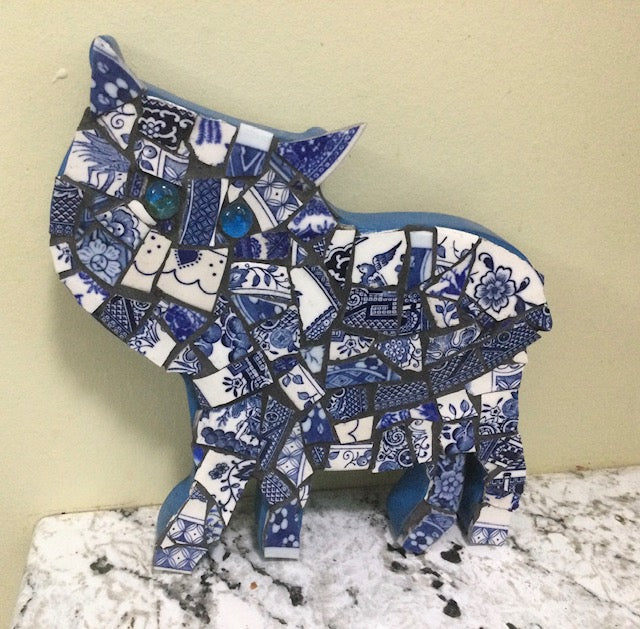 Cat in Blue and White